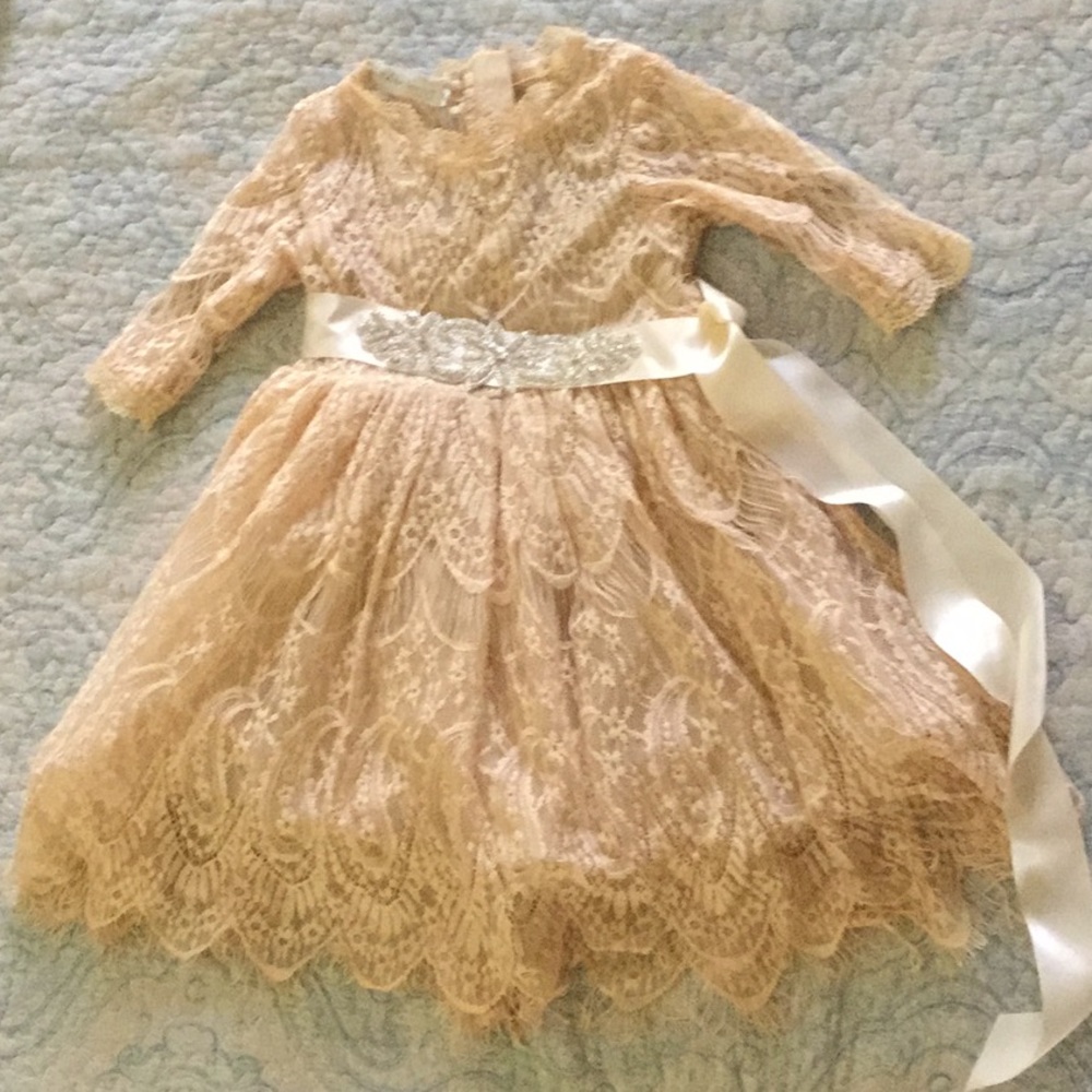 Trish Scully formal gown w beaded sash, sz 2t & 3t